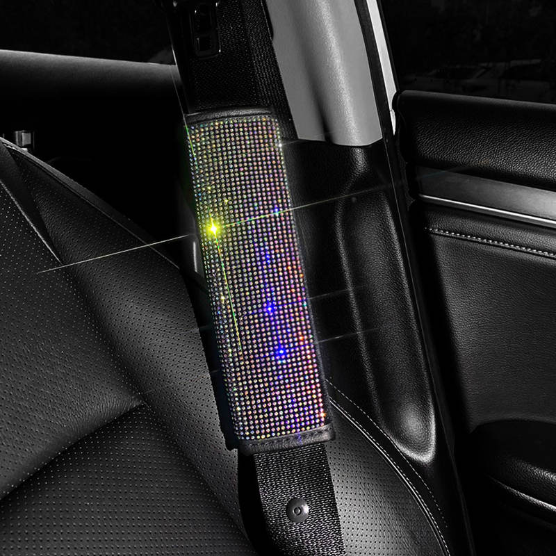 2 uds. Hombreras para cinturón de seguridad con diamantes de cristal, fundas ostentosas para cinturón de seguridad de coche, cojín Protector, decoración automática, accesorios para coche para mujer