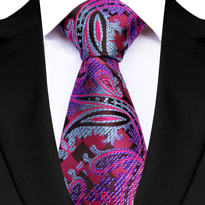 Corbata de lujo de 8CM para hombre, corbatas florales de Cachemira para hombre, novio, corbata tejida Jacquard, accesorios para de boda y negocios: Plata