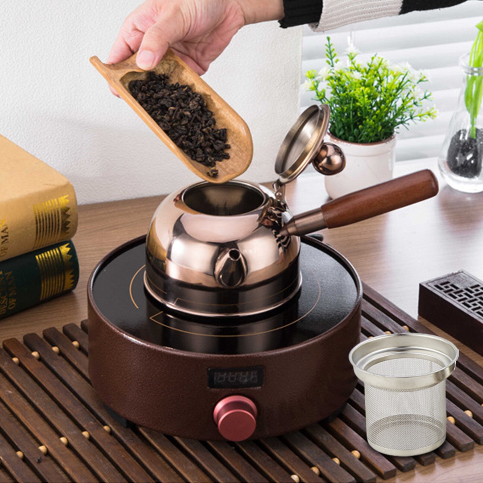 Tea Kettle Stainless Steel Wooden Handle Tea Pot Boiling Water Bottle Coffee Kitchen Stovetop Induction Drinkware For Gas Stove