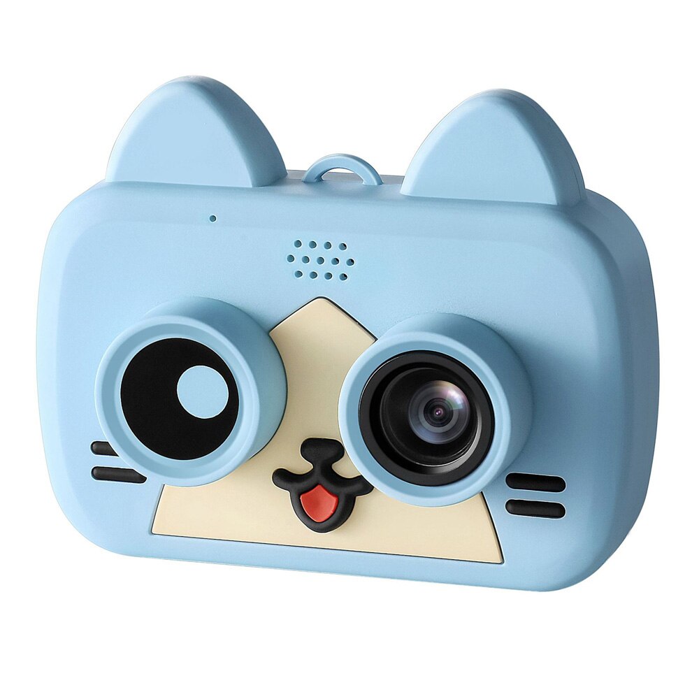 Børn sød kat ansigt smart mobiltelefon wifi synkroniseringskameraer mini digitalt kamera pædagogisk legetøj til børn fødselsdagsfest legetøj: Blå