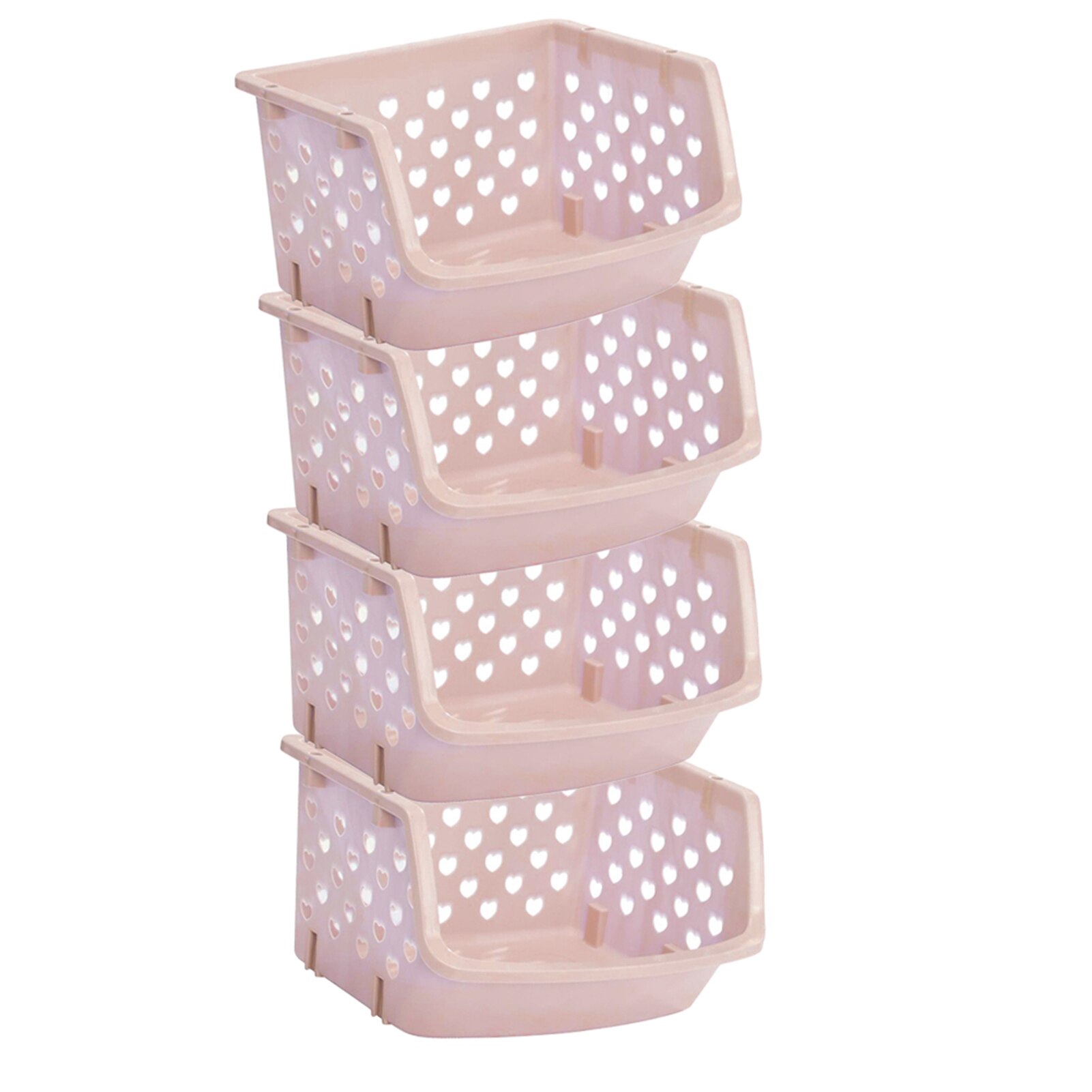 Durable Stackable Single-deck Hollow Fruit Vegetable Storage Box Colanders Strainer Kitchen Organizer Basket Shelf Racks: Pink