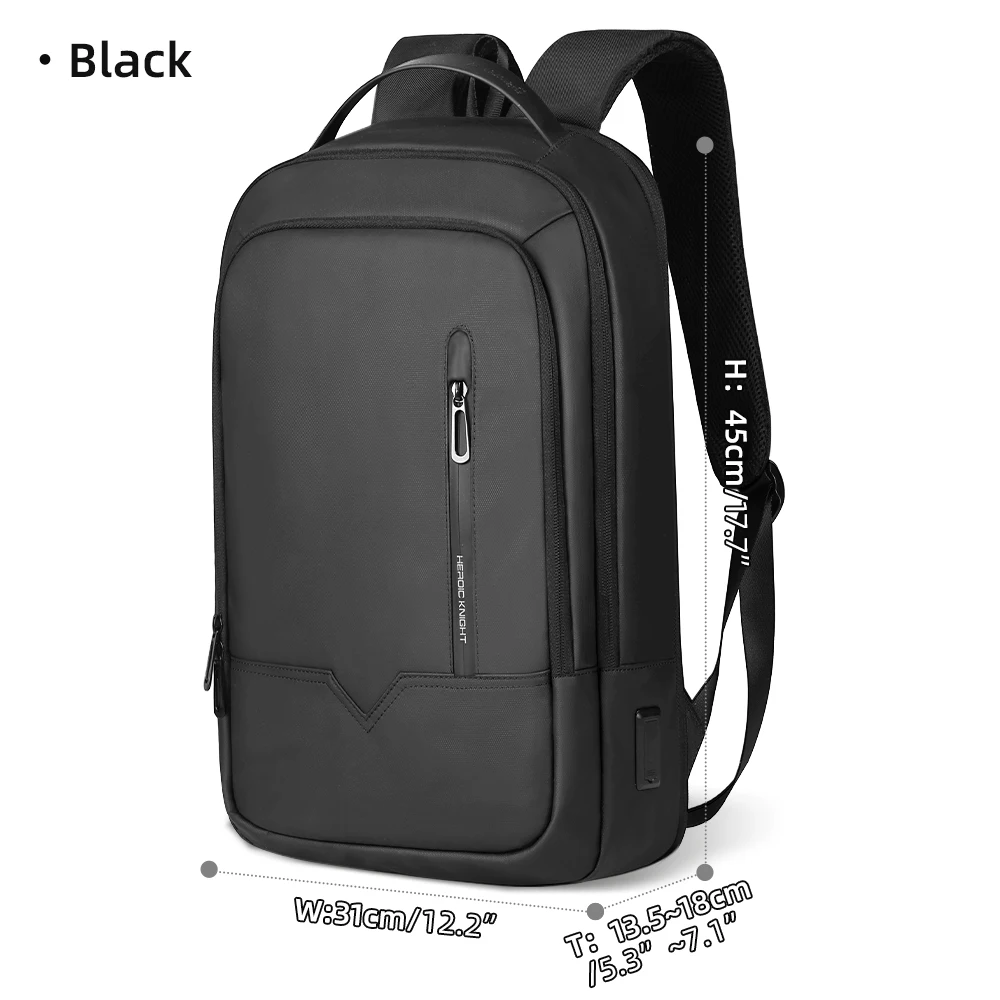 HK Uitbreidbare zakelijke rugzak voor heren Notebooktas met USB-poort Lichtgewicht 15,6 inch laptop Schooltas Grote reisdagrugzakken: Black