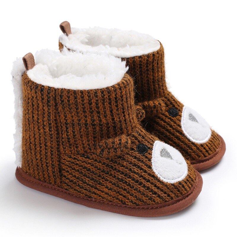 Vinter baby drenge piger sko vinter spædbørn varme sko faux pels piger baby støvler dreng baby bjørn støvler: Brun / 7-12 måneder