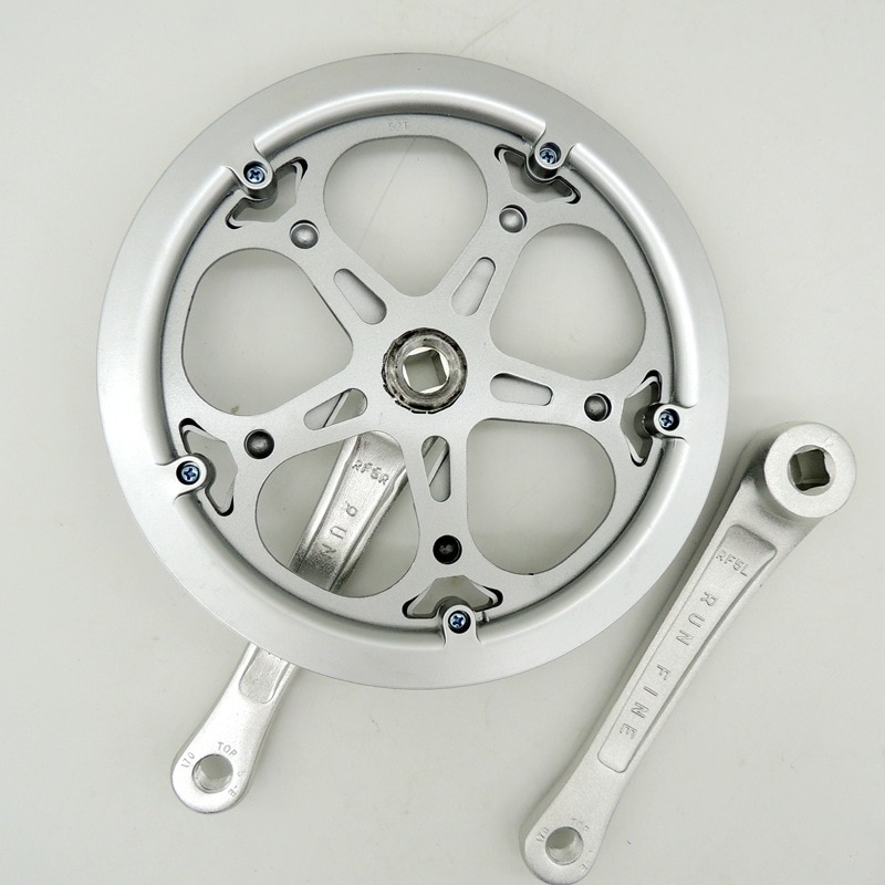 Folding Bike Crankset 52T Square Hole 170mm CNC Crankset Bicycle Crank Set Sprocket with Guard Plate