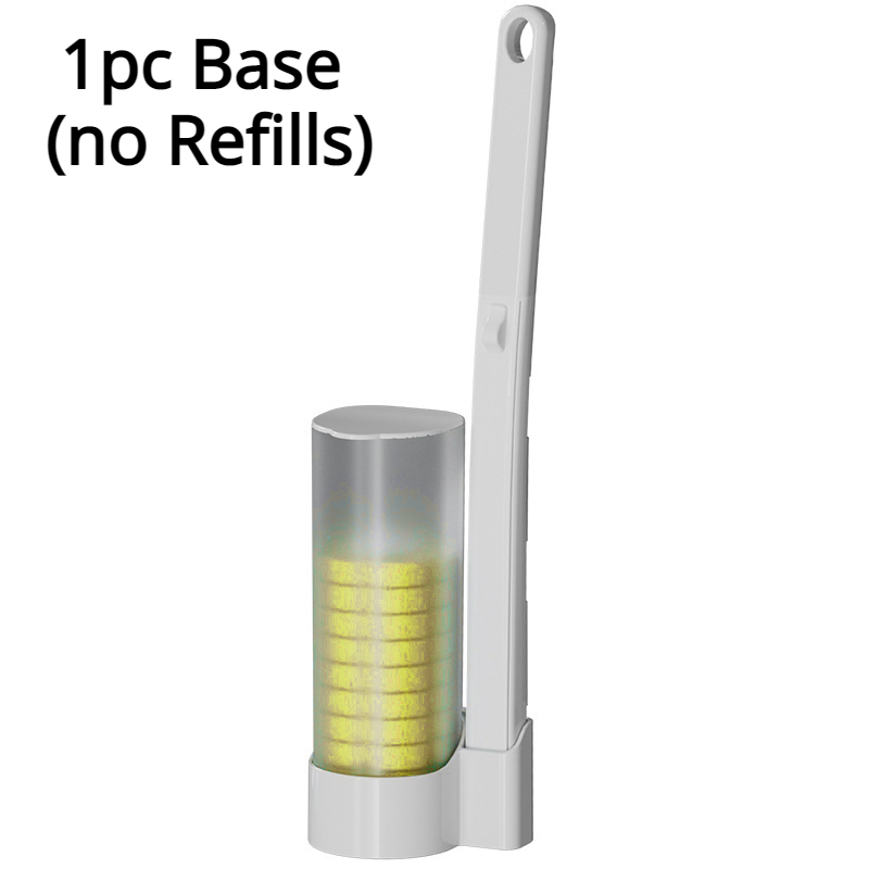1 sett engangs toalettbørste engangs toalettbørstehoder påfyllingserstatning uten døde hjørner baderomsrengjøringsbørste: Rød