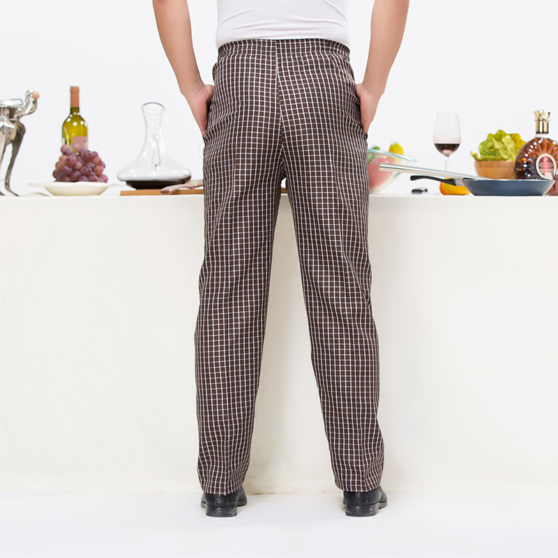 mannen Casual Plaid Elastische Riem Broek Hotel Food Service Westerse Restaurant Chef Broek Cafe Ober Werk Broek & zakken