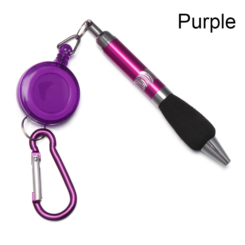 1Pc Metal Retractable Pull Rope Ballpoint Pen Lanyard Key Chain Mountaineering Buckle Stationery Writing Tool School Supplies: Light Grey
