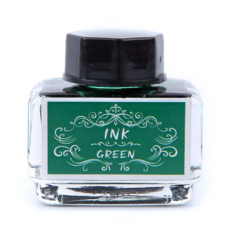 Pure Colorful Bottled Ink Fountain Pen Ink Non-carbon Refilling Inks Student Stationery School Office Supplies (1 Bottle, 15ml ): GN