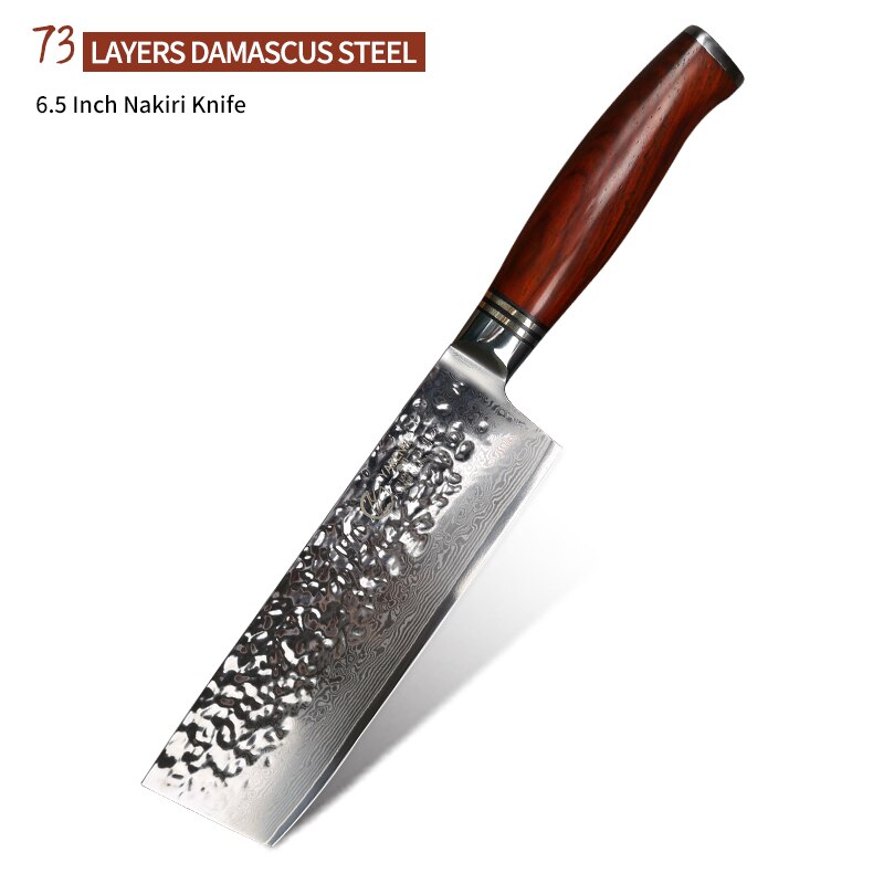 YARENH – couteau de Chef utilitaire en acier damas japonais, 73 couches, outils de cuisine professionnels en acier inoxydable à haute teneur en carbone: 6 inch nakiri knife