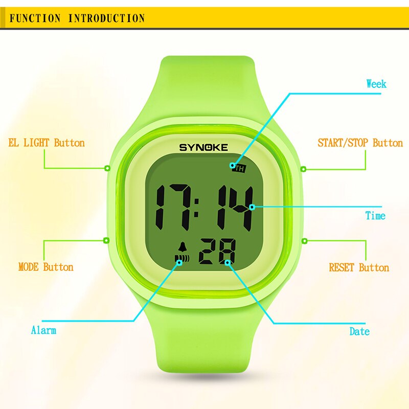 Synoke Kinderen Kinderen Digitale Horloge Meisjes Jongen Horloges Studenten Klok Kleurrijke Siliconen Led Digitale Sport Horloges