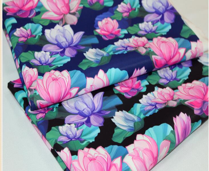 Composite fabric twill waterproof cloth ink lotus digital thermal transfer printing DIY material