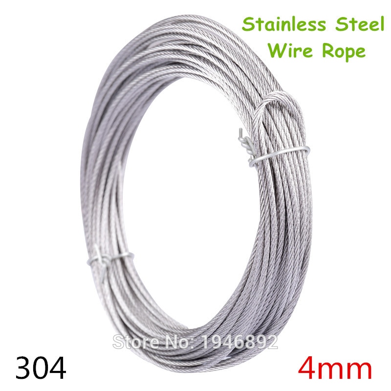 10m/ parti 4mm højt rustfrit stål wire reb trækdiameter 7 x 7 struktur kabel grå
