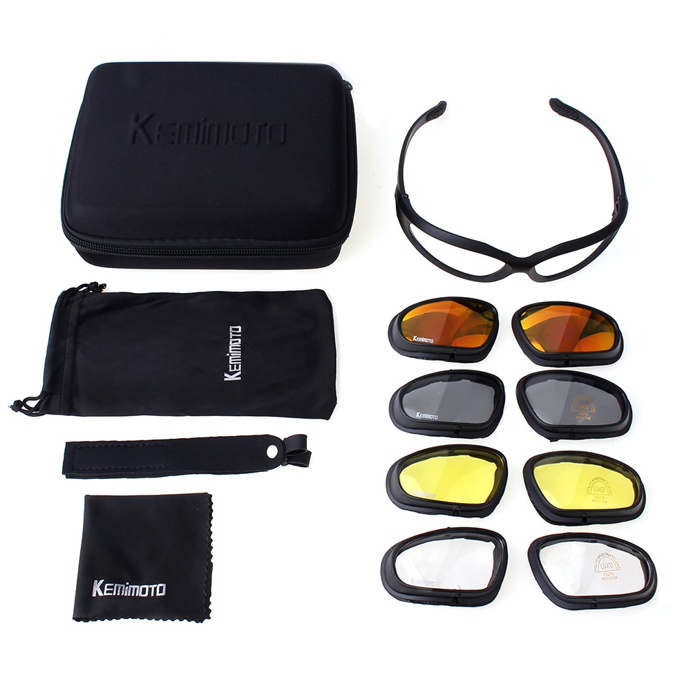 Kemimoto Motorfiets Bril Rijden Goggles Beschermende Motorfiets Bril Met 4 Lens Kit Voor Outdoor Activiteit Sport Zonnebril