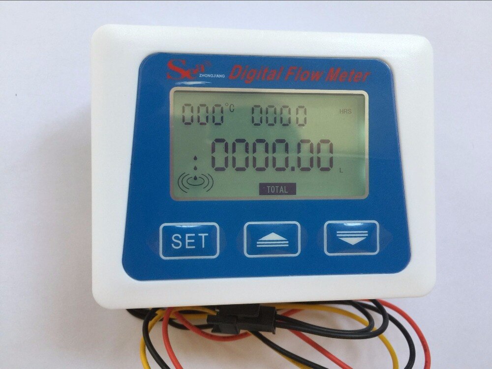 LCD Display Digital flow Meter Temperature Measuring Flow Senosr Total Liter / Gal+ Plastic Flow Sensor G1/2"