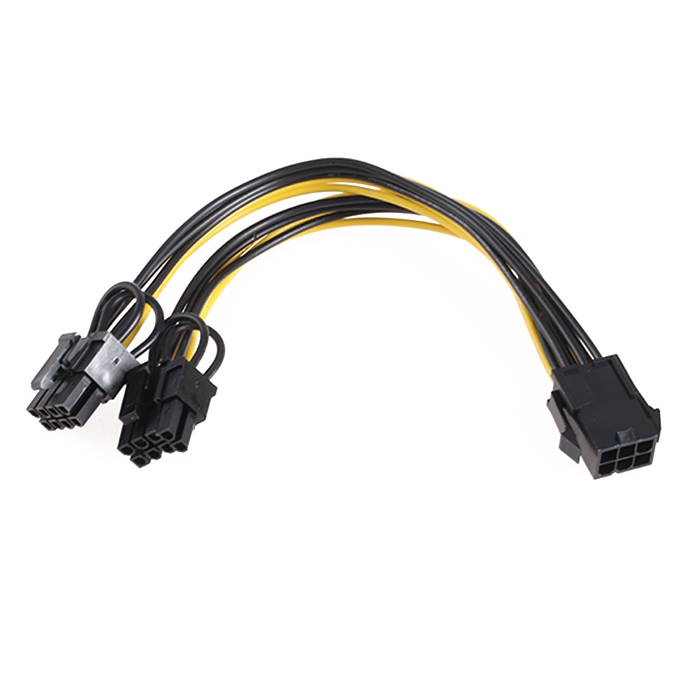 1 PC 6 Pin PCI-E Module Female To Dual 8 Pin 6+2P Male Video Card Power Adapter Cable