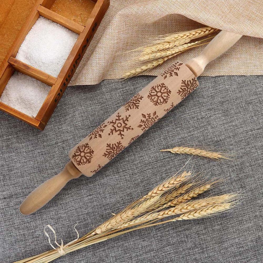 Rouleau à pâtisserie en bois gravé pour noël, gravure, bâton pour pâte, pâtisserie de cuisine #35
