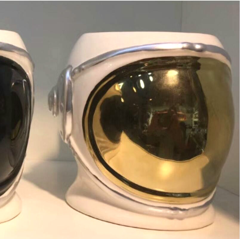 3d astronaut hjelm keramisk krus form vand kop kaffekop rejse krus håndtag underlig personlighed mælkekopper til dreng: Guld