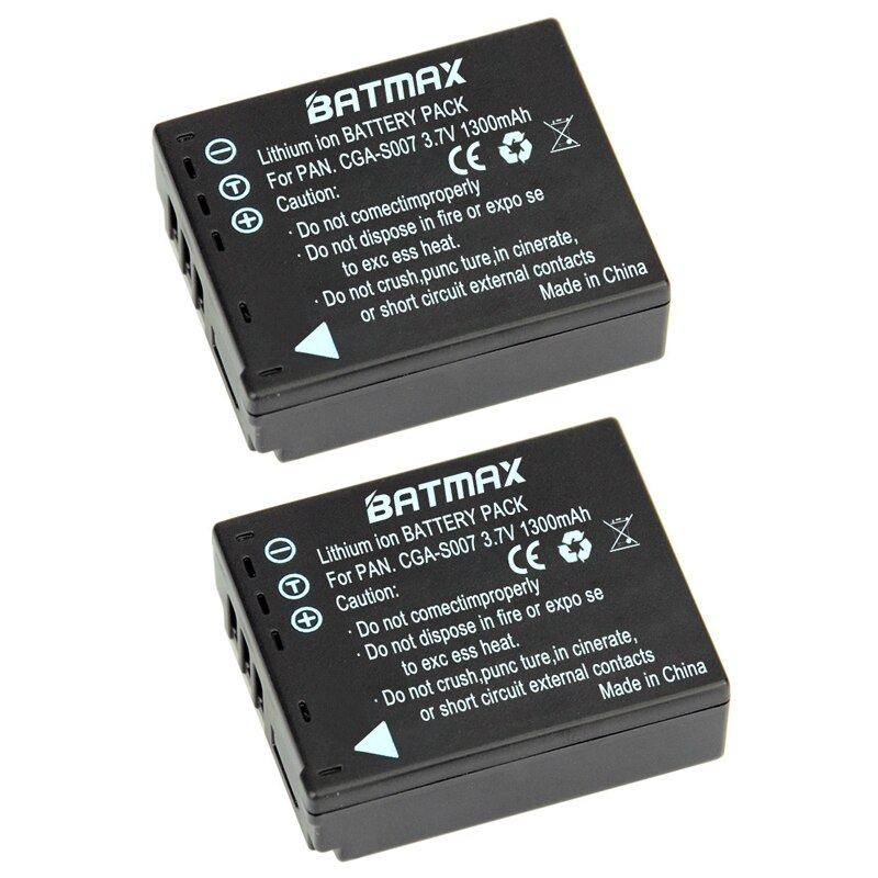 2PCS CGA-S007E CGA S007E S007 S007A BCD10 Camera Battery for Panasonic DMC TZ1 TZ2 TZ3 TZ4 TZ5 TZ50 TZ15 Batteries