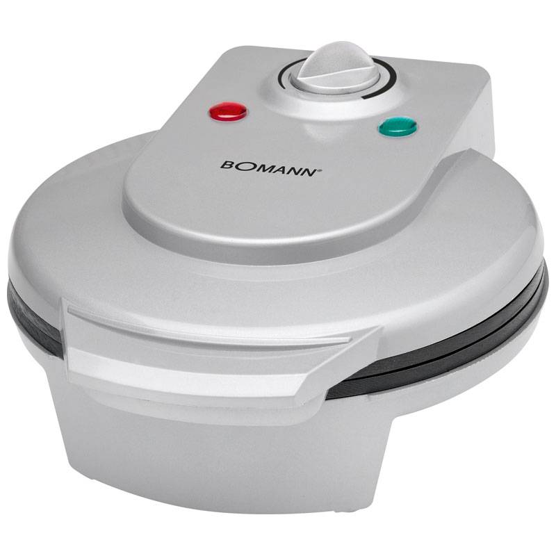Bomann HA 5017 CB Máquina de Barquillos y Cucuruchos de Helados, Plato 18 cm, Antiadherente, Termostato Regulable 1200W Plata