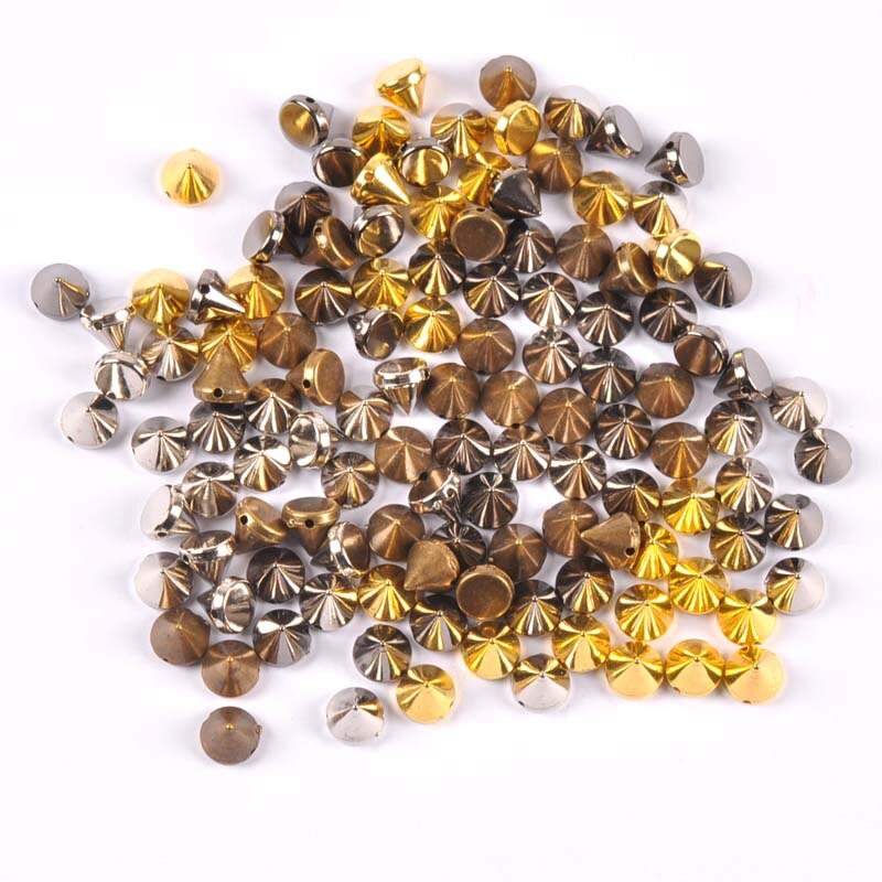 50 st guld/silver sy på spik nit nitar nagel punk rock för väskor klänning kläder pyssel pärla hantverk nitande plagg bröllop 7 x 8mm