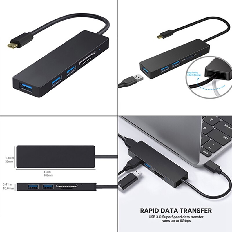 USB C HUB Docking Station Hub 5-In-1 Card Reader USB3.0 Is Suitable for All USB C Devices, PC/Tablet/Mobile Phone