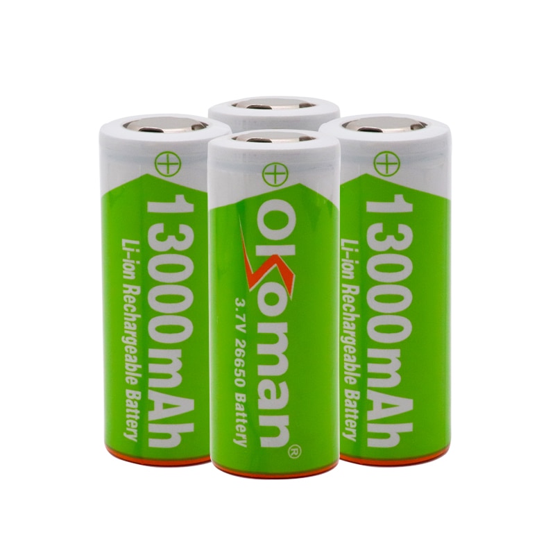 Okoman 26650 Battery 3.7v 13000mAh Rechargeable Li-ion Battery Usage for Flashlight rechargeable Battery
