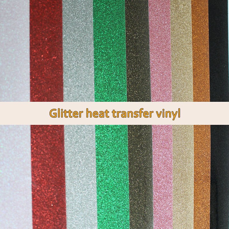 Heat Transfer Glitter Vinyl T-shirt Iron On HTV Heat Press Cutting Plotter Film Vinil Vinilo Heat Transfer 7 Sheets 10*12 Inch