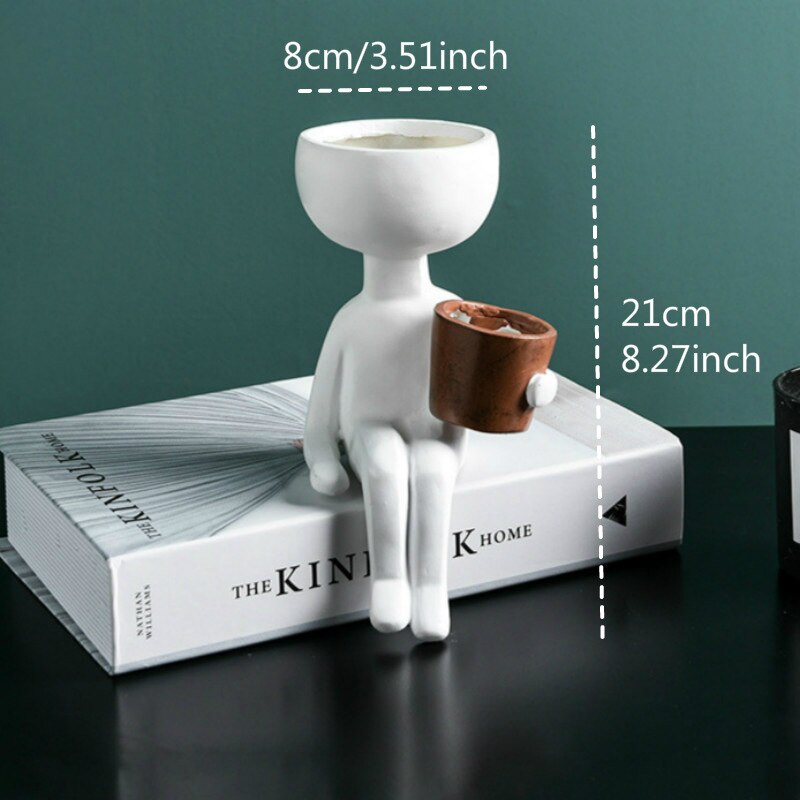 Abstract Human Face Flower Pot Home Desktop Vase Garden House decoration Character Portrait Flower Pot Resin Succulent Plant Pot: 05