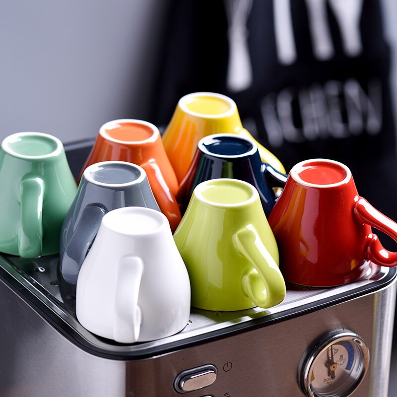 Ensemble de tasses et soucoupes à café en céramique colorée 80cc, classique, tulipe épaissie, Expresso, verre, bon marché, avec plateau