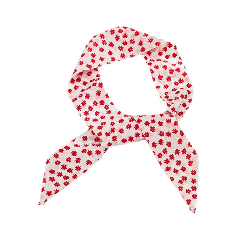 Pastorale kvinder imiteret silke halstørklæde sød tusindfryd blomsterprint satin håndtaske håndtag bånd tyndt tørklæde hovedbeklædning: 3