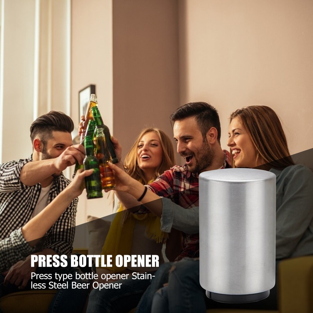 Portable Bottle Opener Automatic Stainless Steel Magnet Beer Bottle Opener Juice Drinking Cap Cooking Party Bar Tools