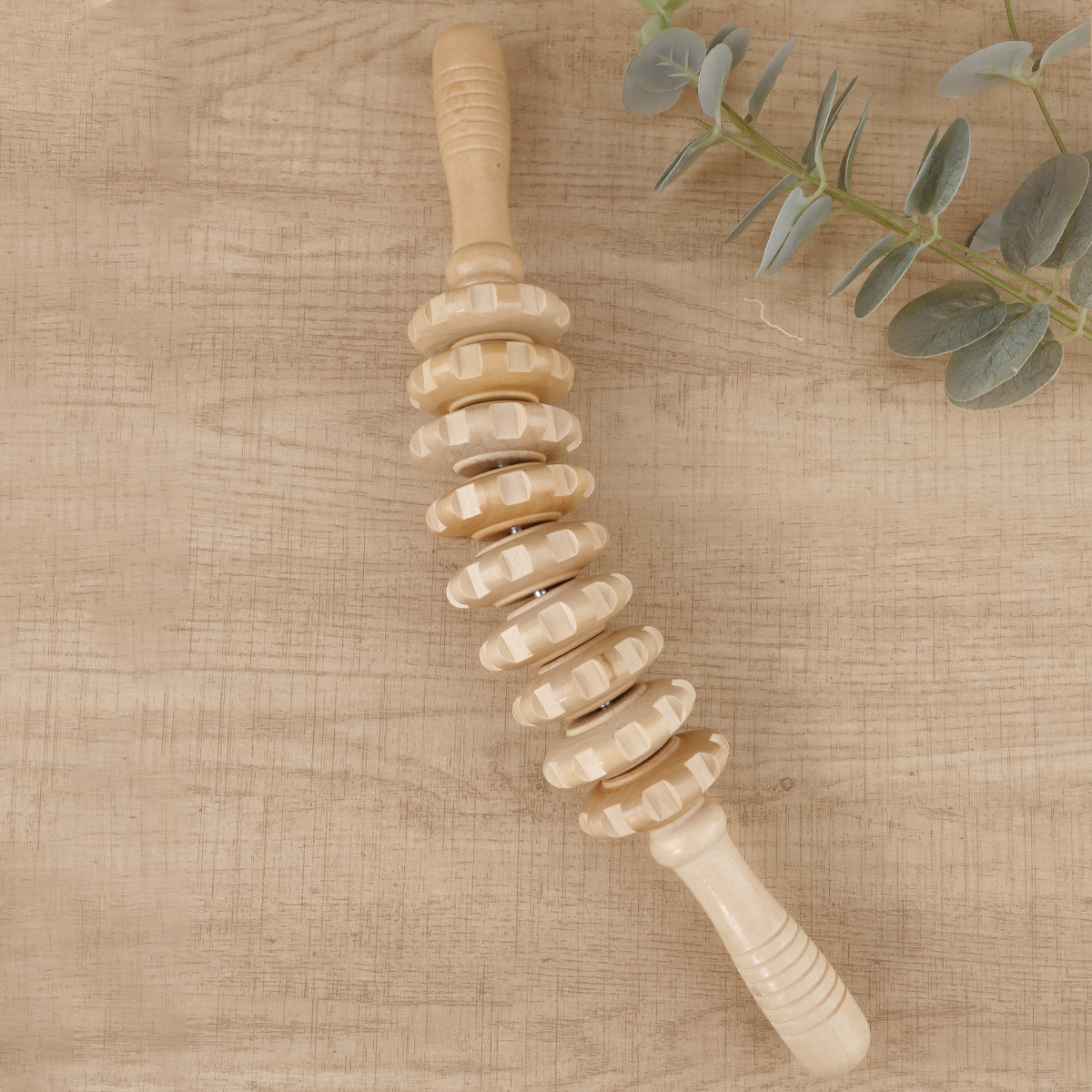Rolo massageador de terapia de madeira, ponto de gatilho, bastão massageador para fáscia, celulite, músculo e abdômen, corpo, alívio da barriga muscular também: Marrom