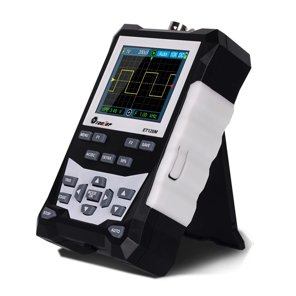 TOOLTOP ET120M 500 MS/s 120MHz osciloscopio Digital reparación eléctrica de laboratorio osciloscopio portátil de mano automático