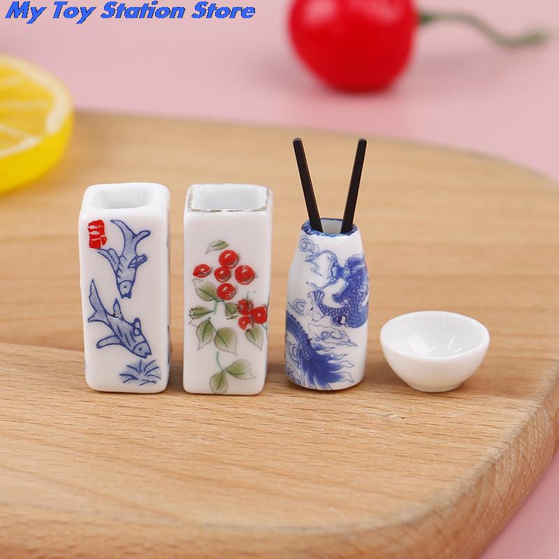 1:12 mini porta bacchette in ceramica miniatura per Astuccio delle bambole accessori casa delle bambole mini mobili da cucina accessori di simulazione giocattolo