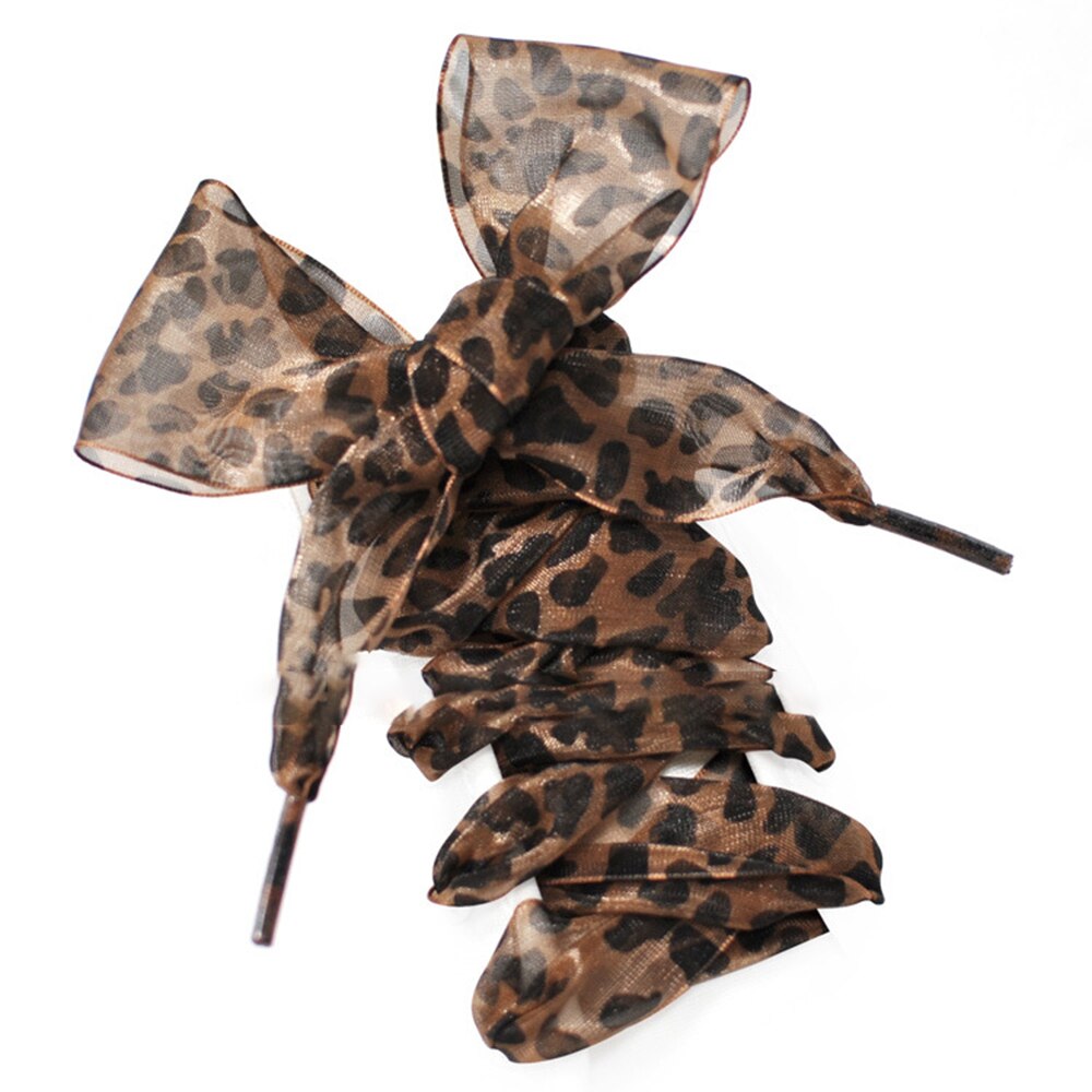 1 Paar 110Cm Luipaard Kant Schoenveters Organza Lint Veters Sportschoenen Sneakers Flat Schoenveters Casual