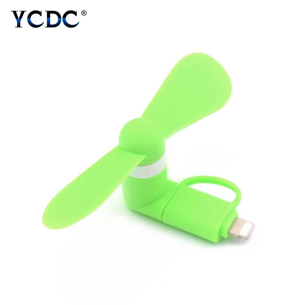 TPE Plastica DC 5V 2-in-1 Ventola Di Raffreddamento USB micro USB Del Telefono mobile Del dispositivo di Raffreddamento del Ventilatore per IPhone Del Telefono Delle Cellule del androide forte Vento A Basso Rumore: verde