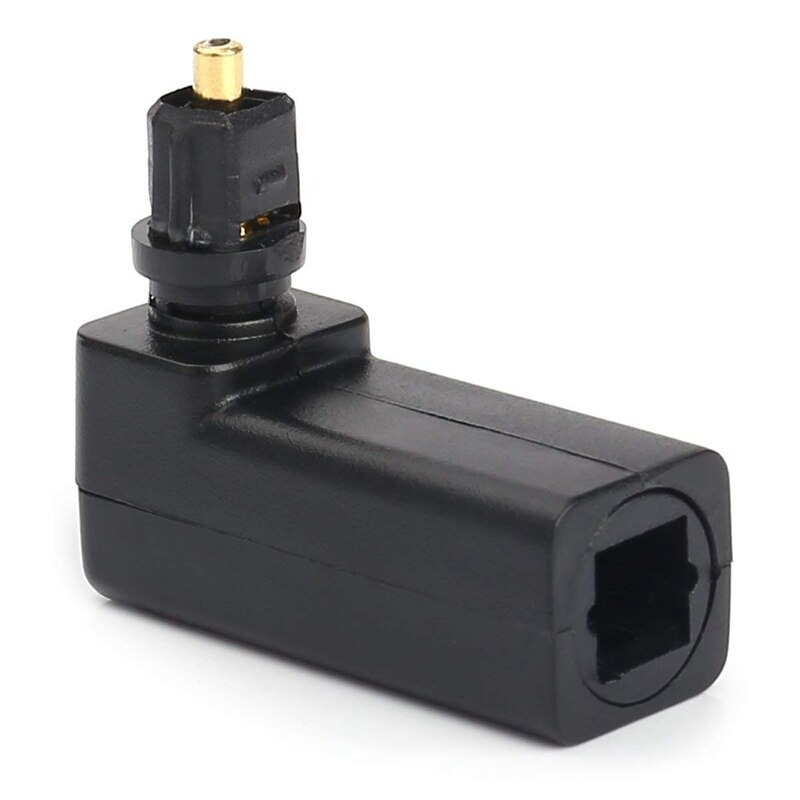 Right Angle Digital Optical Toslink Fiber Optic Adaptor, 360 Degree Rotatable Digital Optical o Cable Adapter Converte