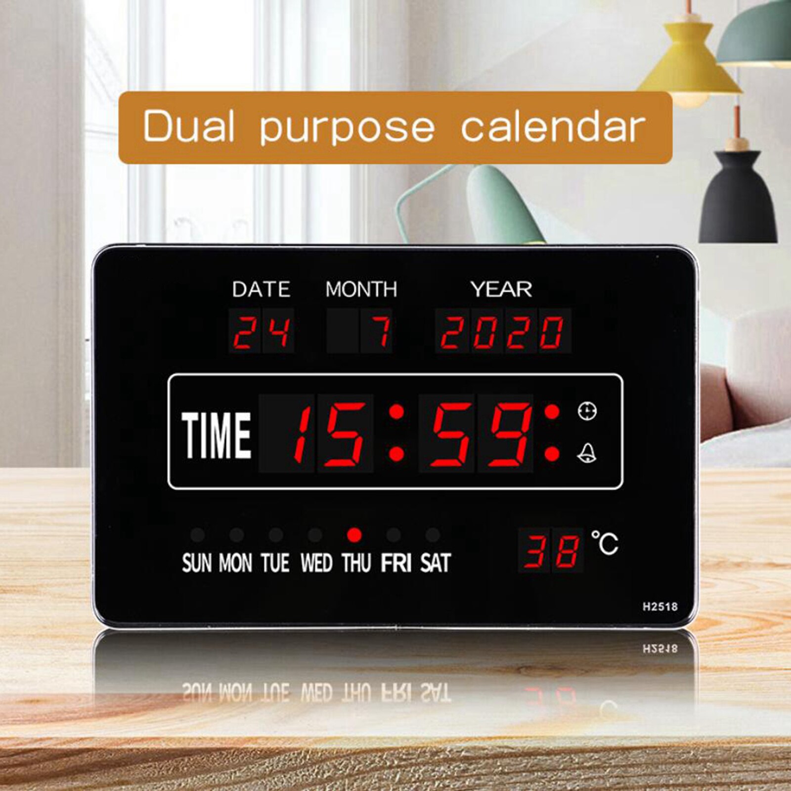 Led Digital Alarm Clock Large Led Wall Clock 24 Hours Display, USB Powered