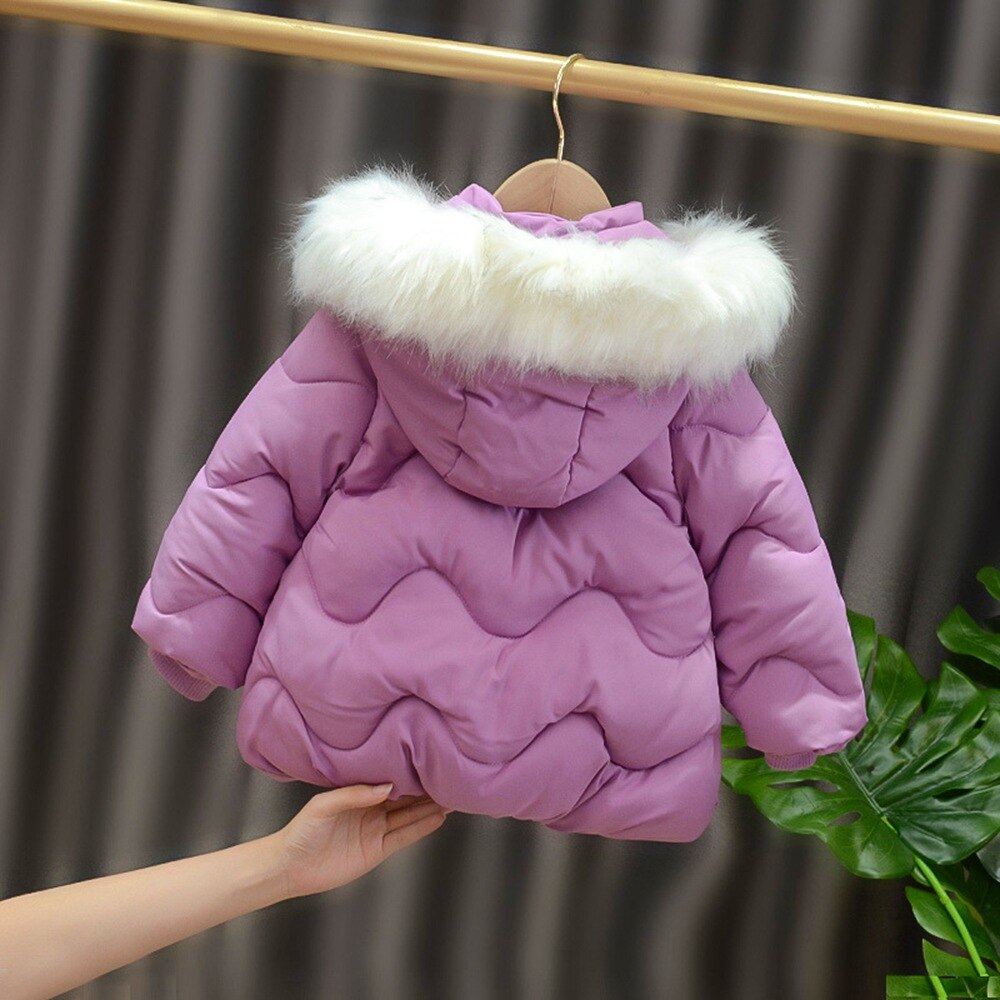 Warme winter kinderen baby meisjes jas baby's kinderen bont capuchon dikke prinses parka's bovenkleding casacos jassen sneeuwkleding  s11545