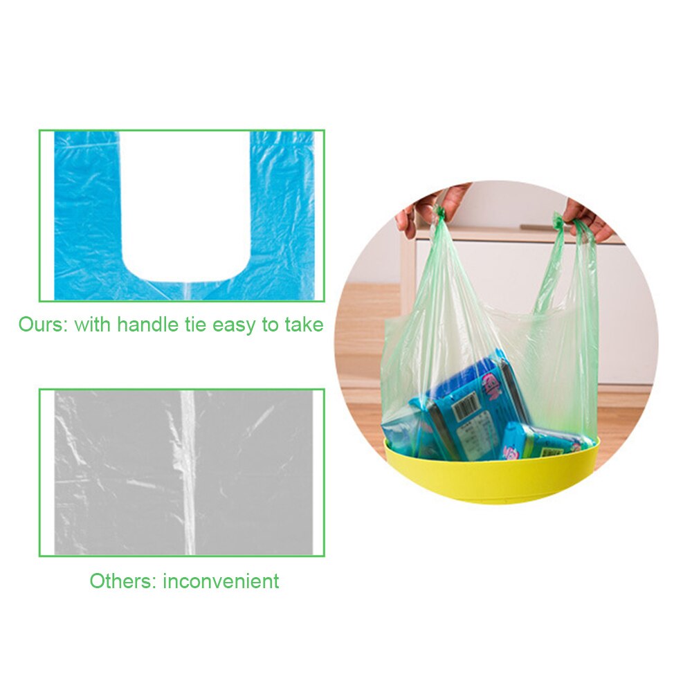 100 Pcs Disposable Garbage Bag with Handle Tie Portable Household Heavy Duty Trash Bag Diaper Thickened Disposable Rubblish Bags