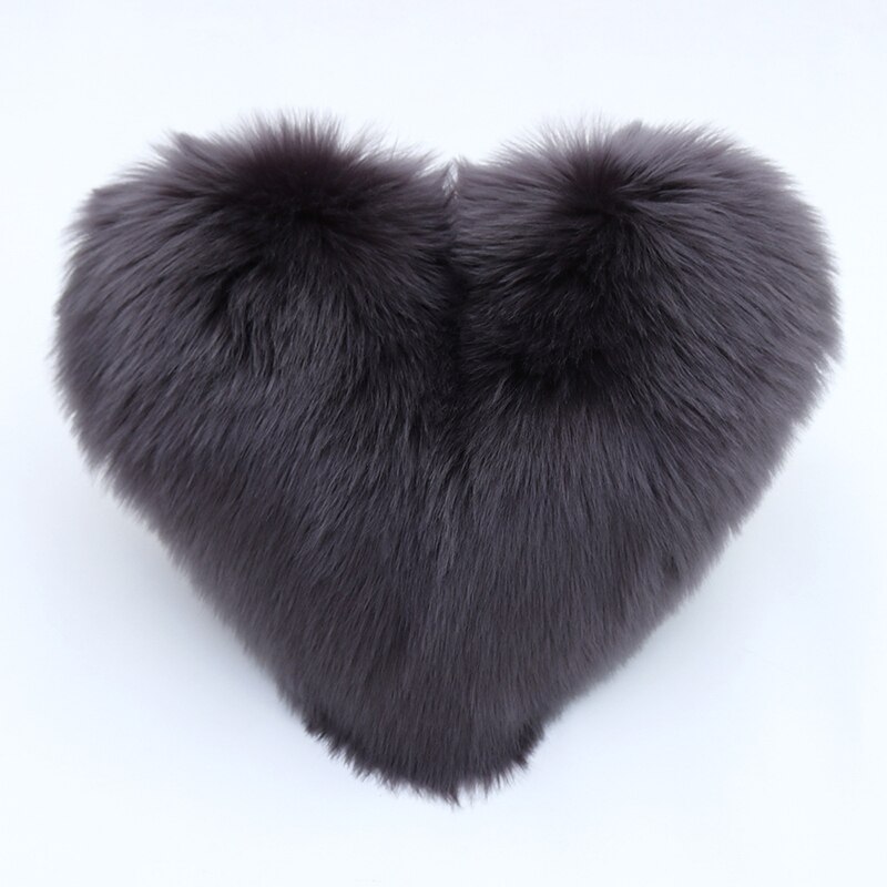 Simanfei Pelz Kissen Einsatz Weiche Plüsch Samt Liebe Herz Kissen Dekorative Weiß Nackenrolle Büro Stuhl Bett Kissen Zurück Kissen: Schwarz / 40x50cm Kissenbezug