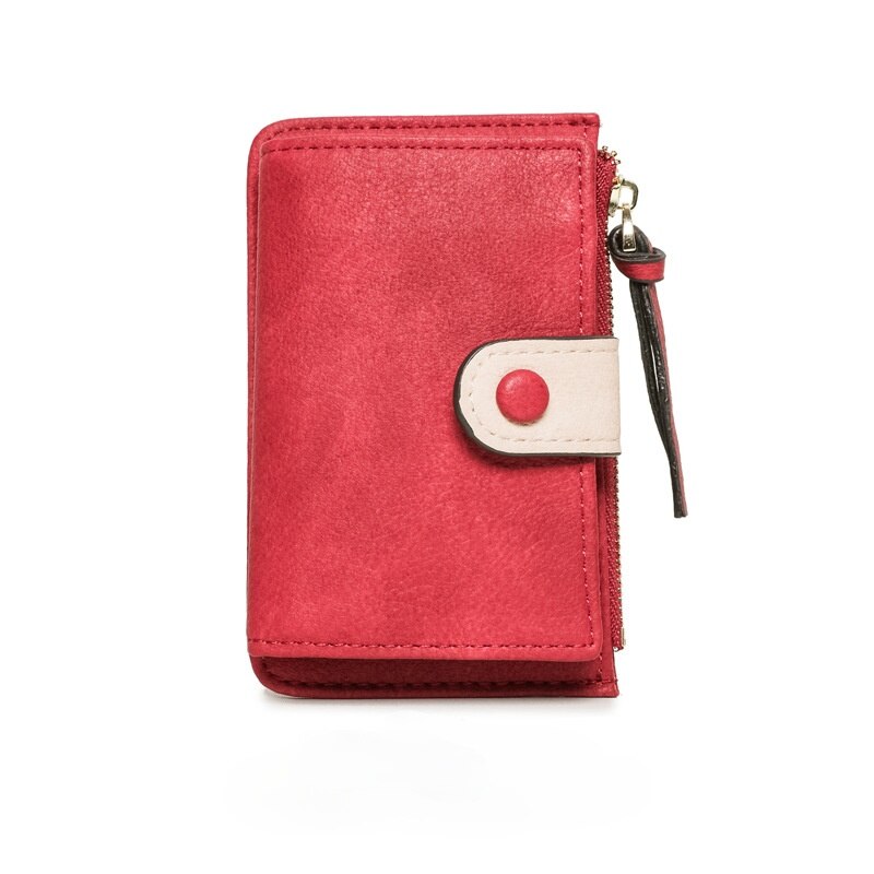 Key Wallets for Women Leather Wallet with Coin Pocket Wallet Crediet Card Holder Women Short Wallet Key Organizer: Red