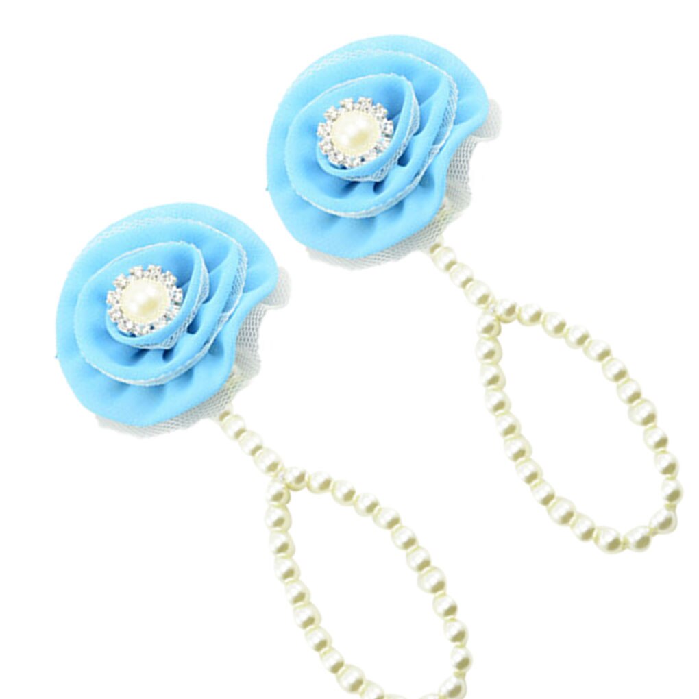 Infantile simulé-perle pieds nus bracelets de cheville bébé enfant en bas âge chaîne de pied en mousseline de soie fleur plage sandales