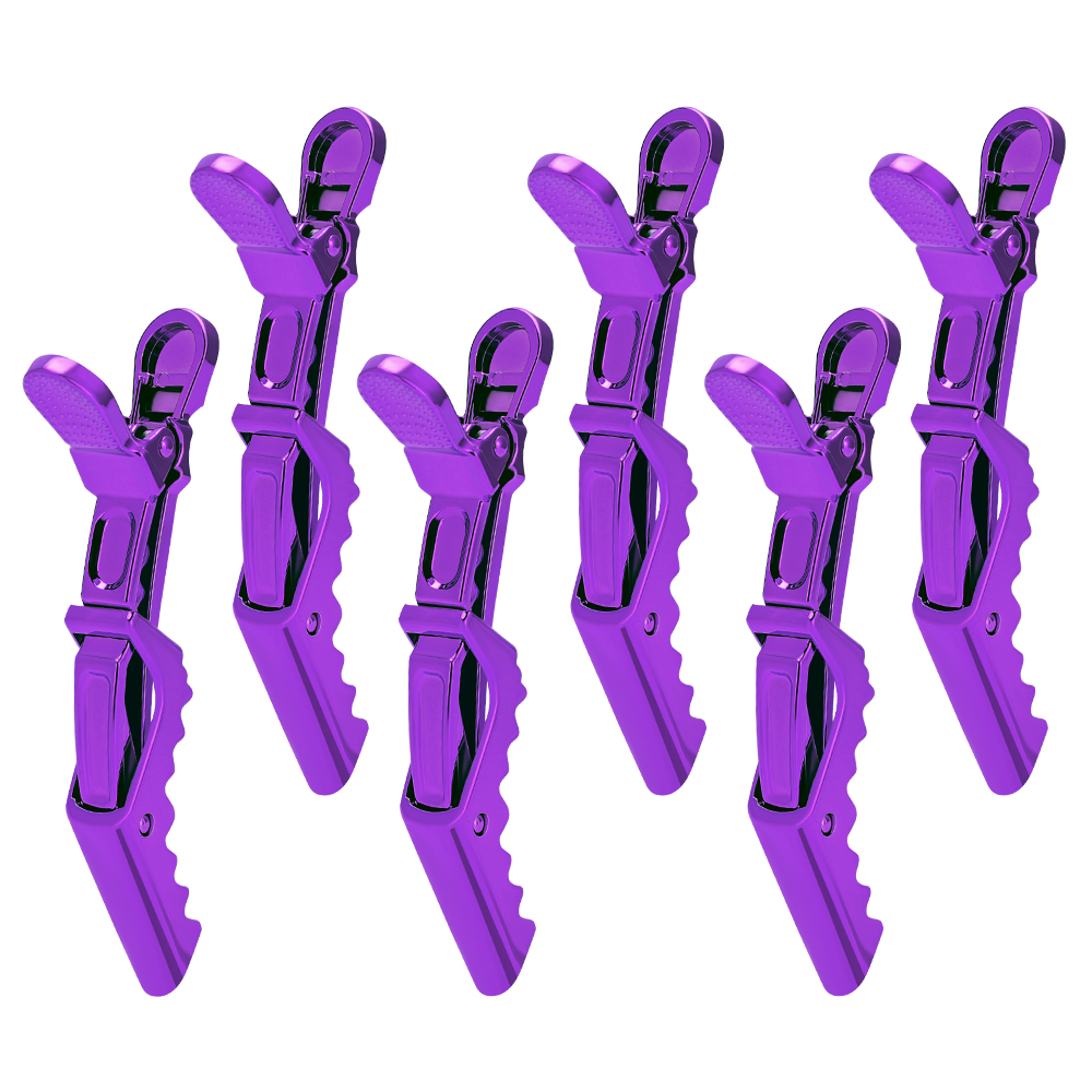 6 stks/partij Plastic Alligator Haar Clips Kappers Klemmen Klauw Sectie Kapper Styling Tools voor Salon Haarspeld Accessoires: Paars