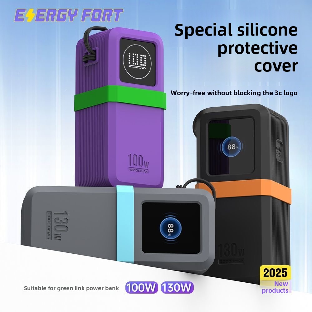 For Ugreen 130W/100W 20000mAh Power Bank Portable Travel-Friendly With Data Cable Storage & Anti Silicone Case