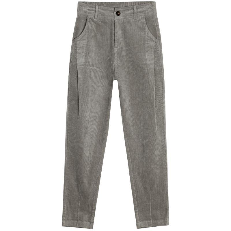 Dames herfst winter casual harem broek dames sport corduroy broek dames losse effen broek  x281: Grijs / Ik
