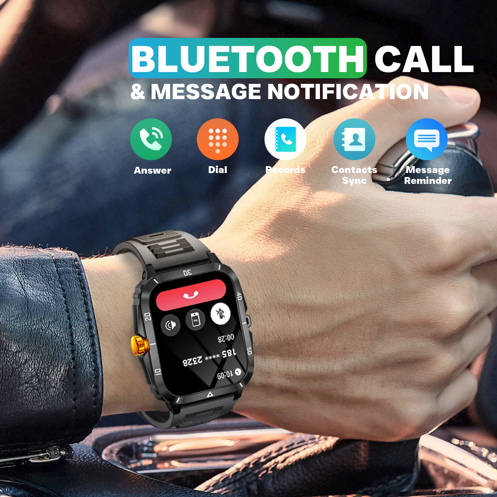 EIGIIS nowy inteligentny zegarek 3ATM wodoodporny 1,96 "ekran IPS wojskowy KT71 mężczyźni 100 + tryb sportowy tętno ciśnienie krwi połączenie Bluetooth