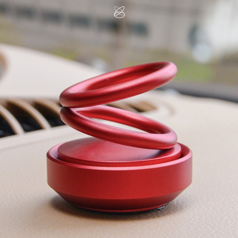 Zonne-energie Auto Luchtverfrisser Dubbele Ring Roterende Aromatherapie ABS Auto Aromatherapie Decoratie Auto Parfum Auto Styling: Rood