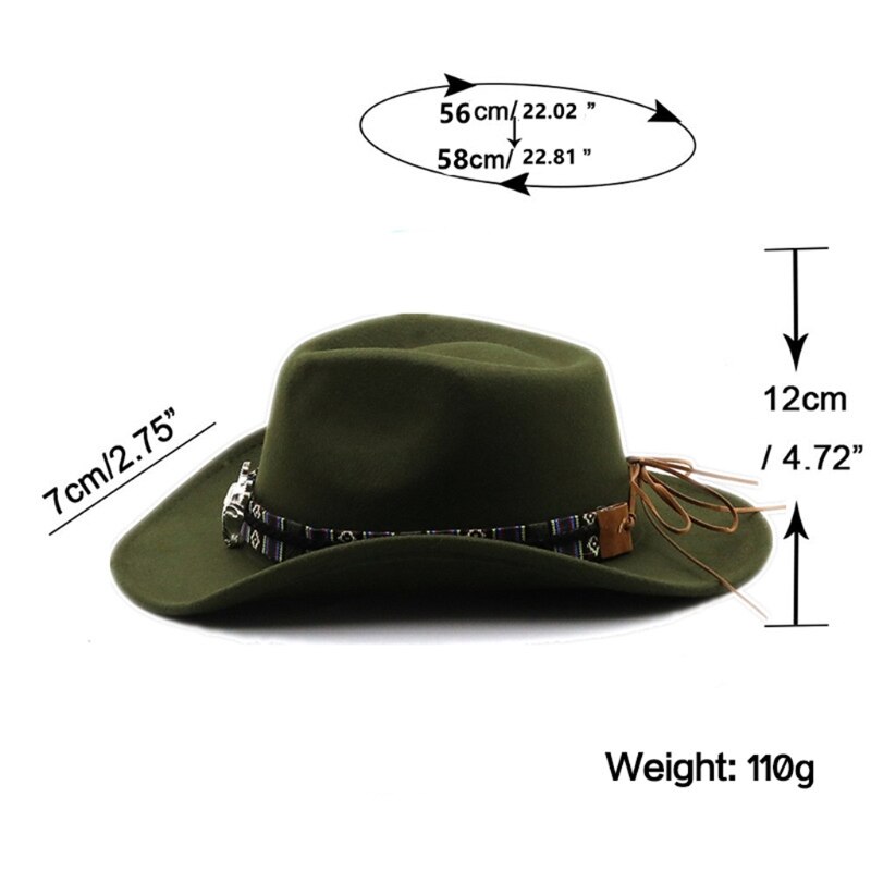 Retro Cashmere Jazz Hat Cow Head Western Cowboy Hat Outdoor Hipster Vacation