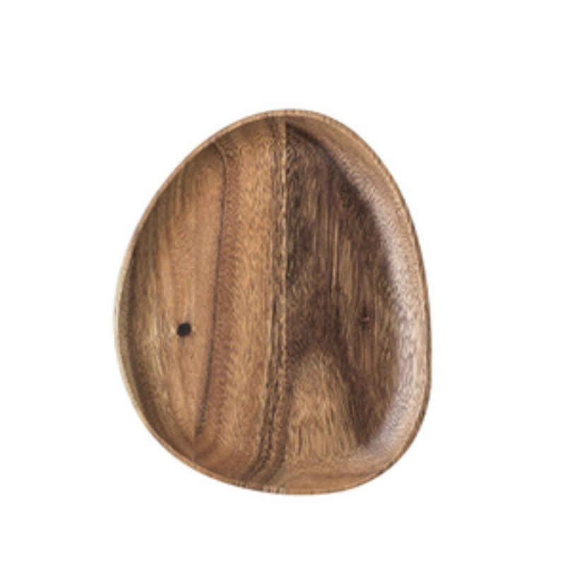 Plato ovalado de madera maciza para fruta, bandeja de té, postre, cena, juego de vajilla: C-26X25X2cm